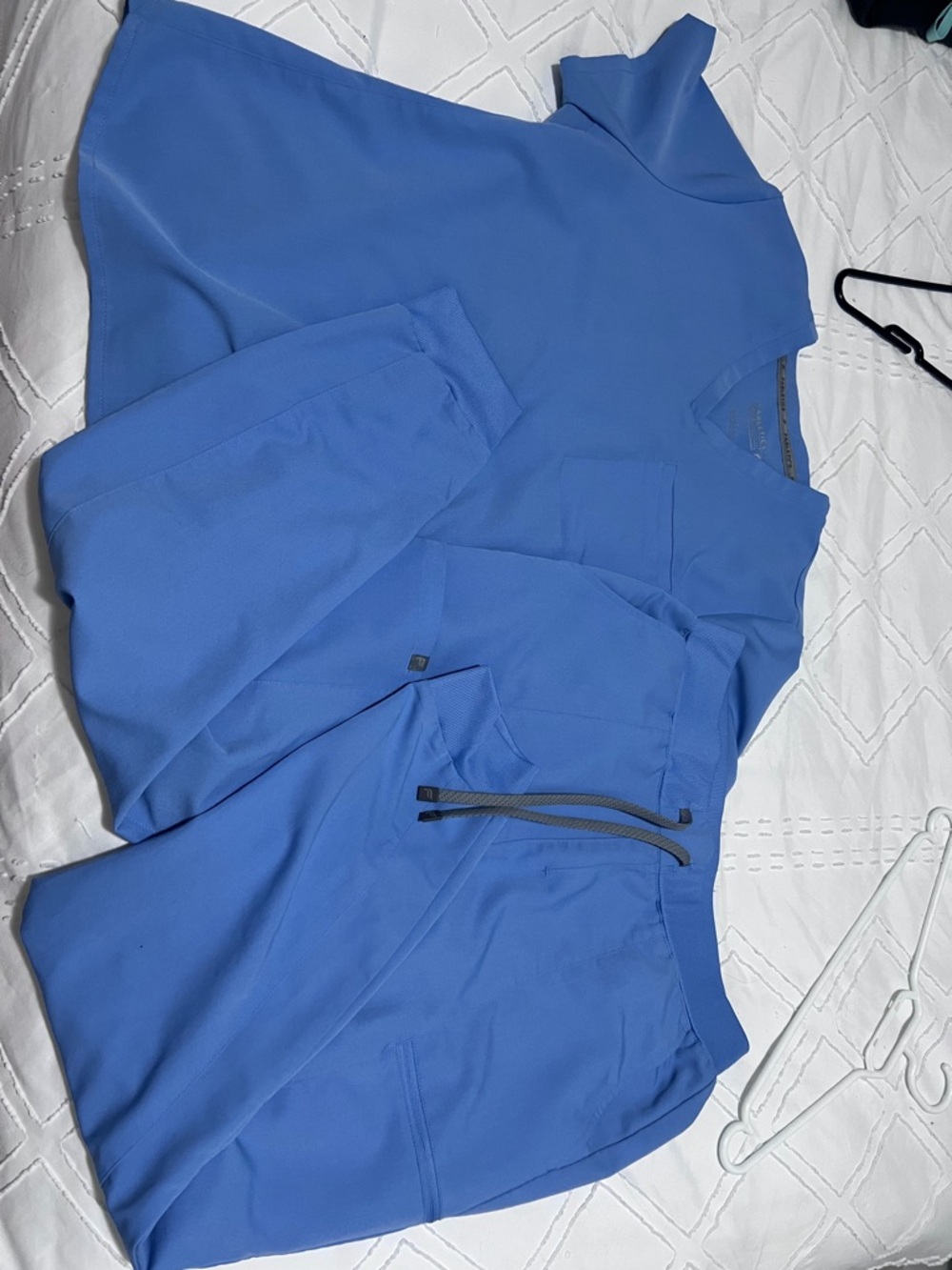 Fabletics Women's Scrub Top and Pants in Ceil Blue